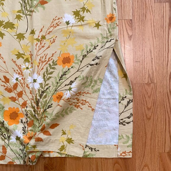 Vintage cotton kaftan kimono-style Japanese floral leaf print - Picture 4 of 7